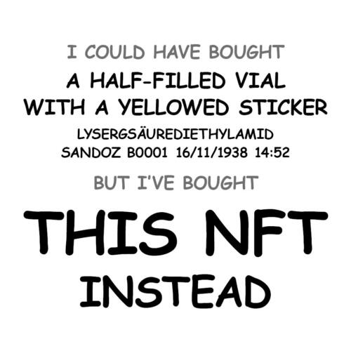 A Half Filled Vial with a Yellowed Sticker Lysergsäurediethylamid SANDOZ B0001 16/11/1938 14:52