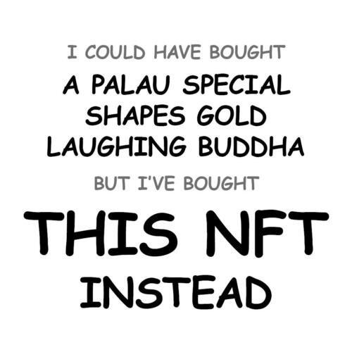 A Palau Special Shapes Gold Laughing Buddha