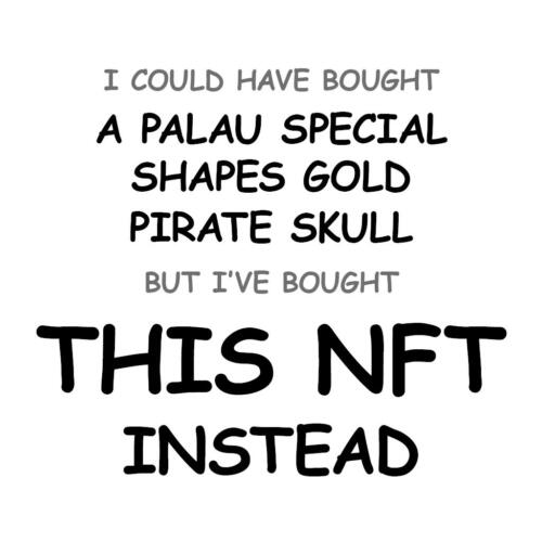 A Palau Special Shapes Gold Pirate Skull